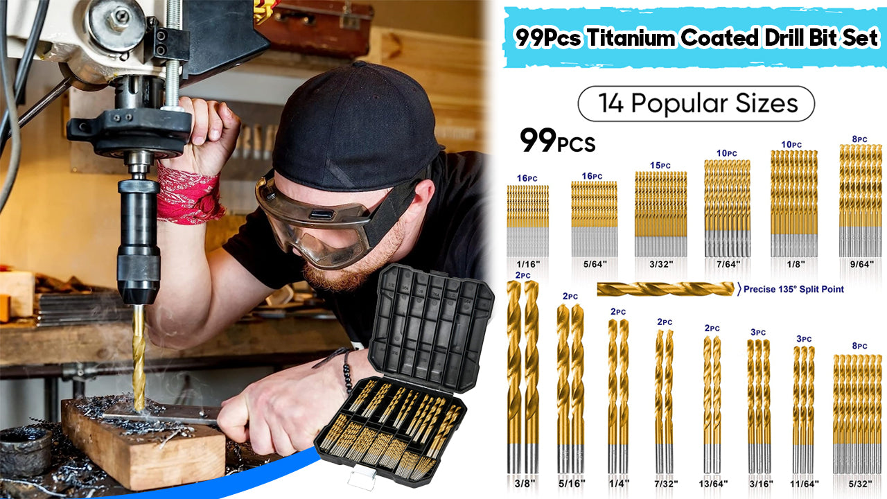 【99 sztuk/zestaw】 Zestaw wierteł pokrytych tytanem-4149429