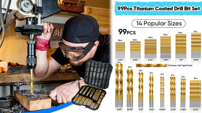 【99 sztuk/zestaw】 Zestaw wierteł pokrytych tytanem-4149429