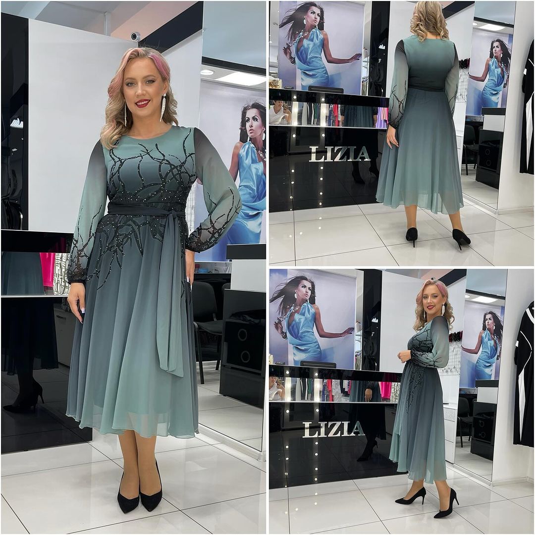 👗✨【S-5XL】 Luksusowa szyfonowa spódnica z dżetów🔥 Odpowiednia na oficjalne okazje-3716342
