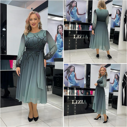 👗✨【S-5XL】🔥Luksusowa spódnica z szyfonu barwionego kryształkami🔥Nadaje się na oficjalne okazje