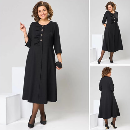 🍁【S-5XL】💞2024 wysokiej jakości modna i elegancka nowa długa sukienka na jesień i zimę-3855144