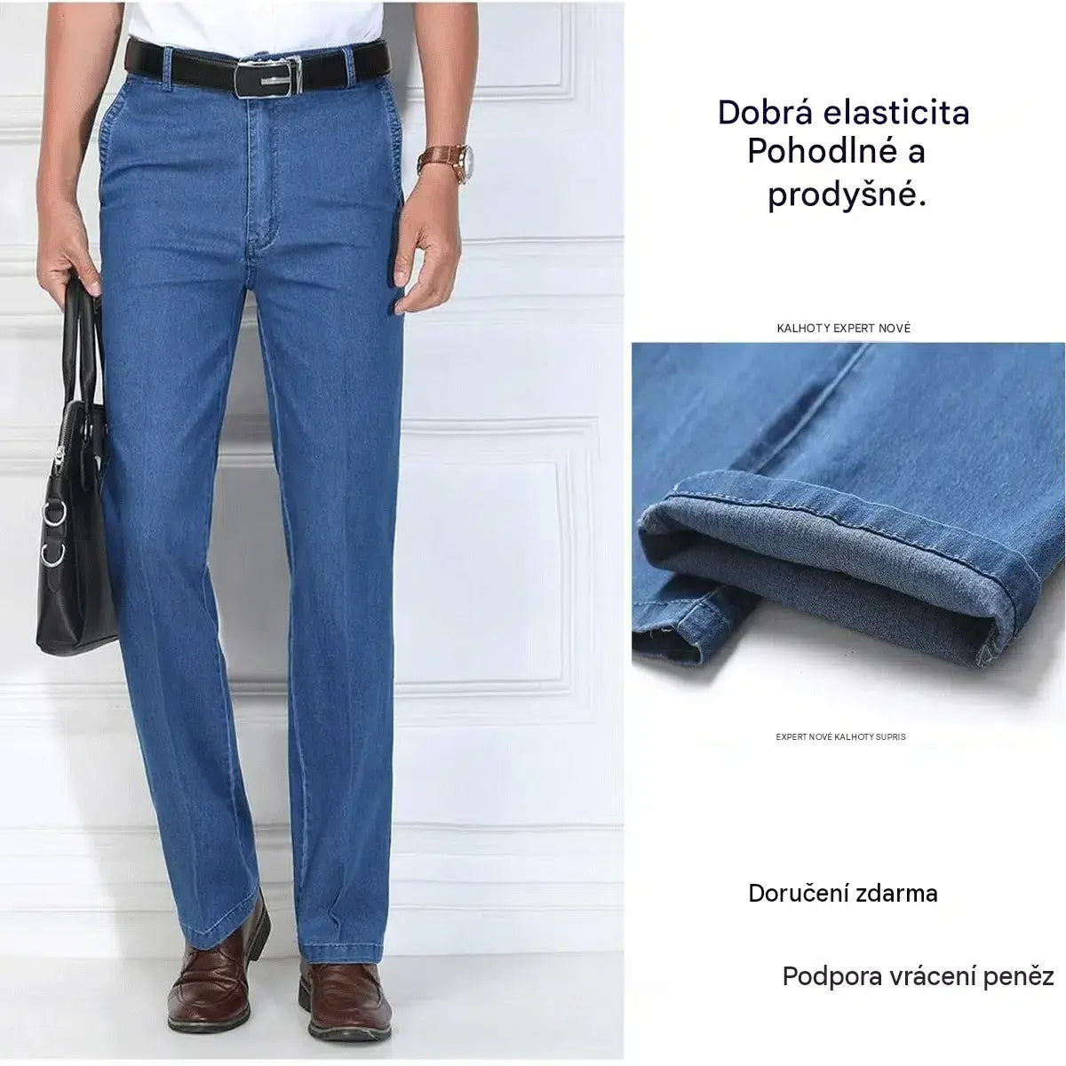✨👖【55-110KG】Pánské lehké prodyšné elastické ležérní džíny