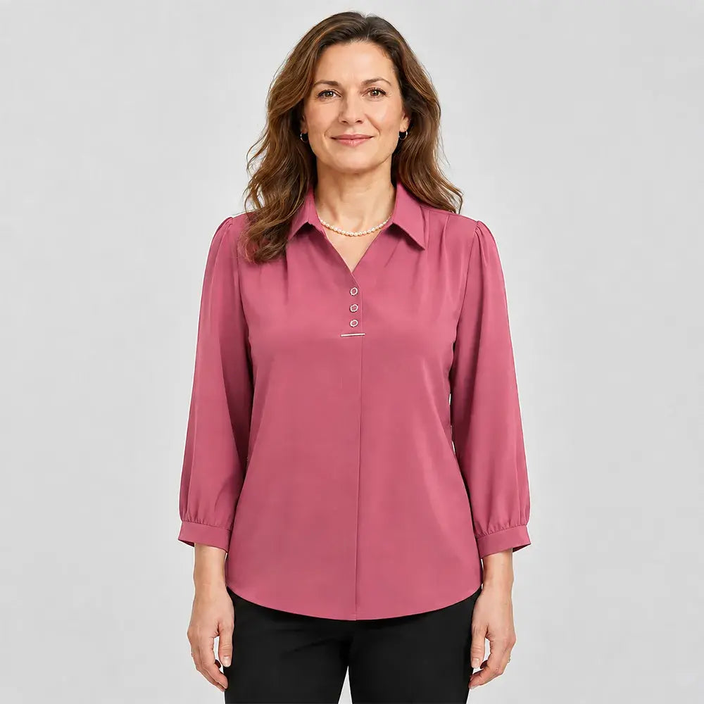 👚 Elegantna majica s polo ovratnikom – klasičen ovratnik, ohlapen kroj, na voljo tudi v velikostih plus size (XL–6XL); mehak in zračen material, idealen za pomlad in jesen.