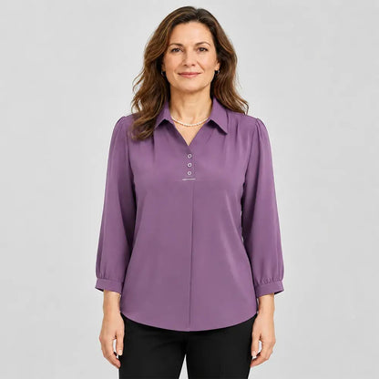 👚 Elegantna majica s polo ovratnikom – klasičen ovratnik, ohlapen kroj, na voljo tudi v velikostih plus size (XL–6XL); mehak in zračen material, idealen za pomlad in jesen.