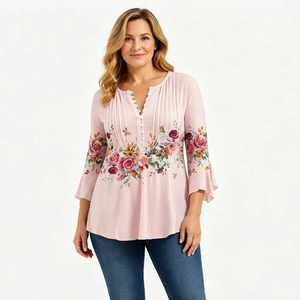🌸😍 Časově omezená nabídka【S–5XL】 Letní dámské módní tričko s potiskem a výstřihem do V – prodyšné a pohodlné.