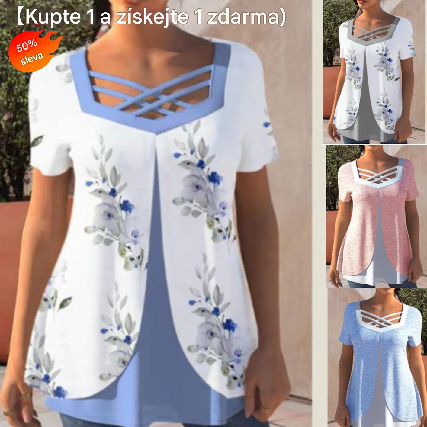 💥❤️【S-5XL】Letní tričko s potiskem pro větší velikosti 4237915