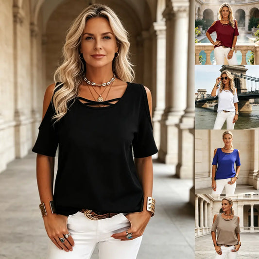 ✨ Novinka 🔥【S-5XL】Nové dámské topy, s odhalenými rameny, stylové. ✅️Platba na dobírku