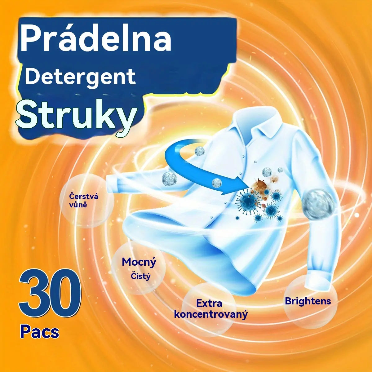 ✨💭👚【30 kusů】✨Extra velký kbelík 6v1 vonné perličky na prádlo odstraňují skvrny a zanechávají vůni, hladce likvidují roztoče a bakterie