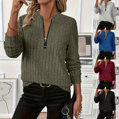 😍💥【S-2XL】Nová stylová a jednoduchá pletená mikina s dlouhým rukávem na zip 4183557
