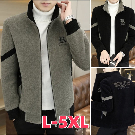 【L-5XL】👔2024 nowa ciepła, pogrubiona aksamitna kurtka męska