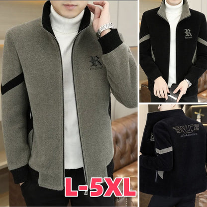 【L-5XL】👔2024 nowa ciepła, pogrubiona aksamitna kurtka męska