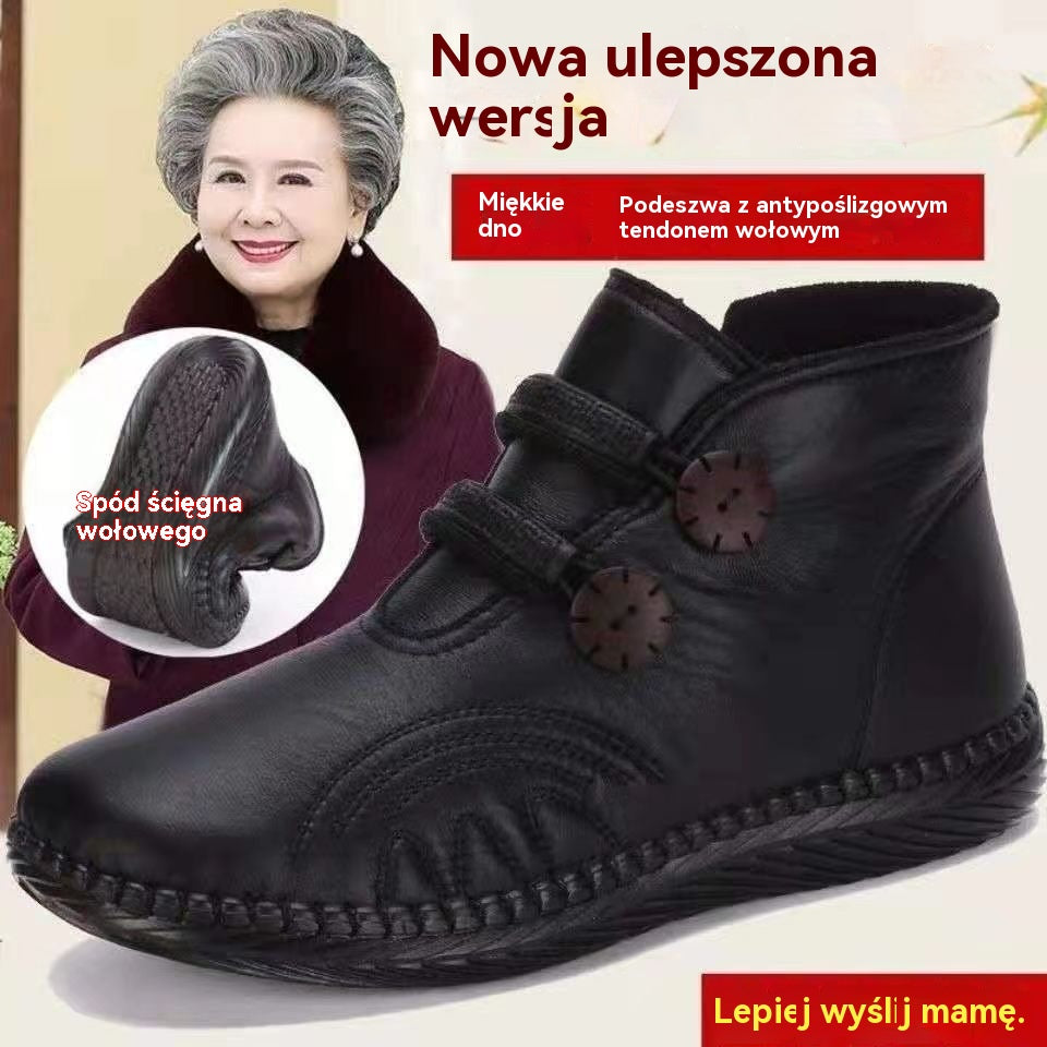 💥【35-40】Damskie buty skórzane, bawełniane, antypoślizgowe, ręcznie robione na jesień i zimę 4156538