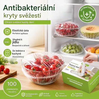 ⏳Extra silné balení 4 kusů (400 kusů) – Antibakteriální elastické obaly na potraviny; jednorázové potravinářské sáčky pro skladování v kuchyni nebo v chladničce.