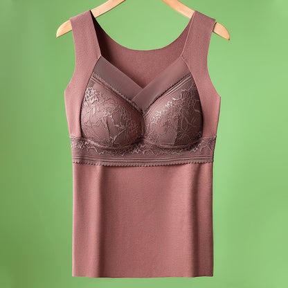 🔥❤️【40-100 komada】Ženski topli jesensko-zimski baršunasti prsluk od čipke s ugrađenim jastučićem za prsa 4130254