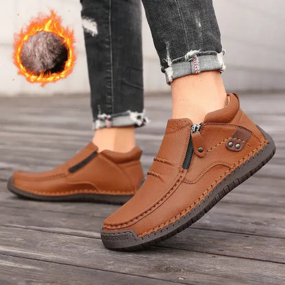 👞【 38–48】Pánské zimní zateplené boty na řízení, kvalitní kůže, ruční výroba, protiskluzová podrážka, široká špička a podpora klenby ✅ Platba na dobírku