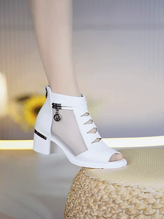 【35-40】✨Sandały z miękkiej skóry w jodełkę, na średnim obcasie👡-3713787