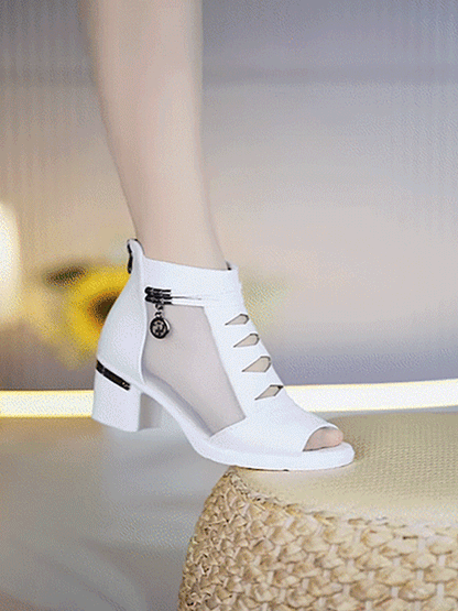 【35-40】✨Sandały z miękkiej skóry w jodełkę, na średnim obcasie👡-3713787