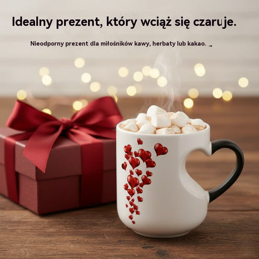 📢⏰ Ceramiczny kubek na Walentynki z uchwytem w kształcie serca, który zmienia kolor💝✨ 4232186