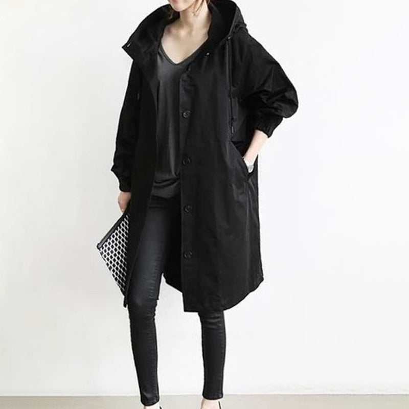 🥼【S-5XL】Nowa jesienna, długa, plus-size, swobodna wiatrówka damska, codzienna moda-4109896