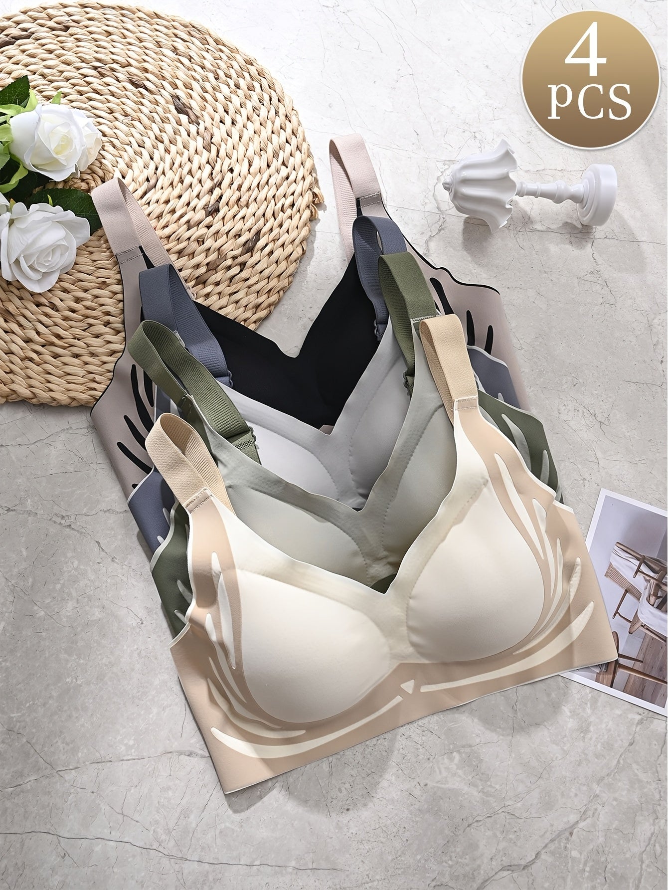 😍【4 balenie】Dámska jednodielna bezdrôtová podprsenka ❤️【40-85 kg】 4151776