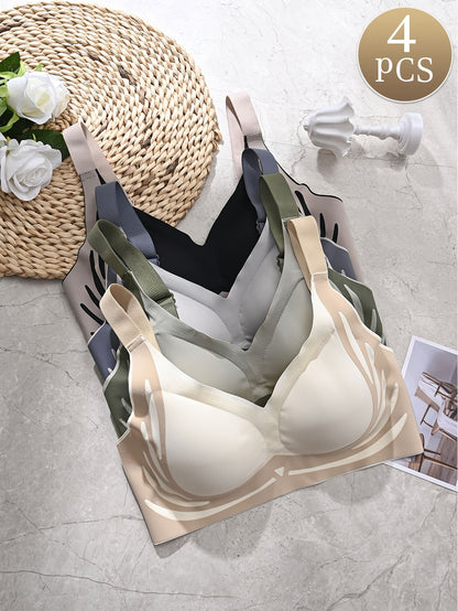 😍【4 balenie】Dámska jednodielna bezdrôtová podprsenka ❤️【40-85 kg】 4151776