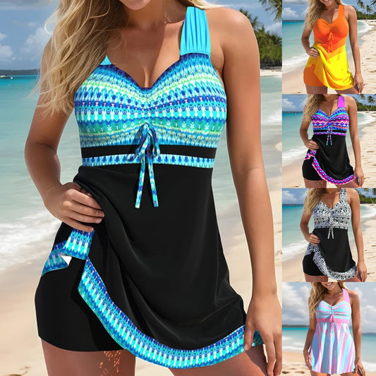 【Nowa popularna odzież damska】🏖️【S-5XL】 Damski zestaw kostiumów kąpielowych z nadrukiem, szybkoschnący dwuczęściowy kostium kąpielowy 4066392
