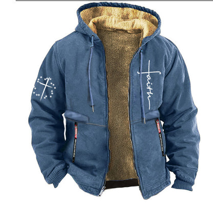 🔥🔥【S-3XL】 Modna, jesienna i zimowa, pogrubiona, aksamitna kurtka męska na co dzień-4112457