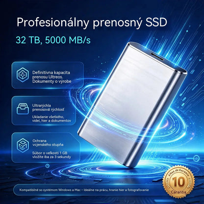 ⚡【32 TB】💾 Ultratenký SSD disk nové generace | Velká kapacita a vysoká rychlost | Přenosné úložiště 🚀
