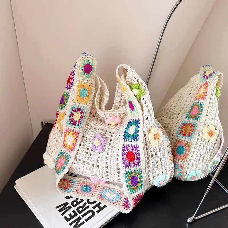 📢📢 Féláron! ⏰ Női boho horgolt táska – kézzel készített, egyedi design ✨