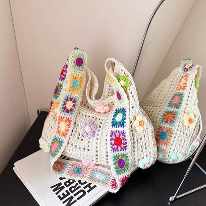 📢📢 Féláron! ⏰ Női boho horgolt táska – kézzel készített, egyedi design ✨
