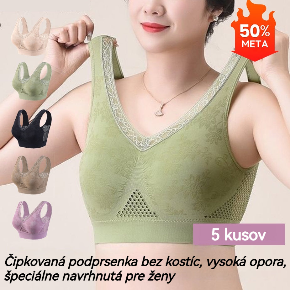 😍❤️40-120 kg【5 kusů】✨ Krajková podprsenka bez kostic, vysoká opora, speciálně navržená pro ženy 4234412