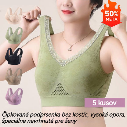 😍❤️40-120 kg【5 kusů】✨ Krajková podprsenka bez kostic, vysoká opora, speciálně navržená pro ženy 4234412
