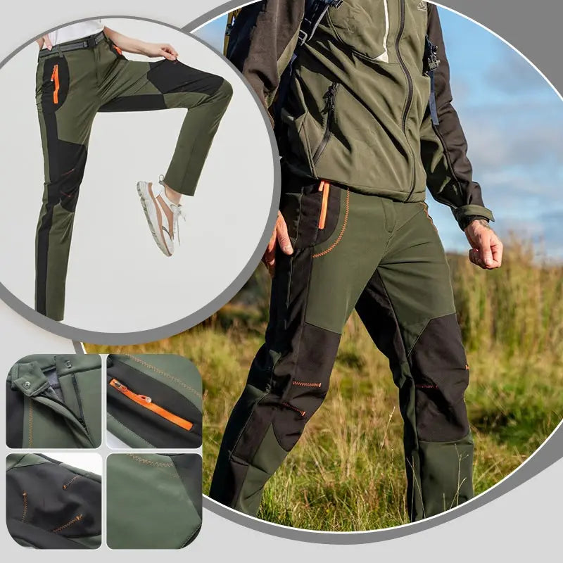 【S–5XL】Pánské turistické kalhoty – měkký, voděodolný, větruodolný a prodyšný materiál s hřejivou fleecovou podšívkou, vhodné pro outdoor i každodenní nošení.