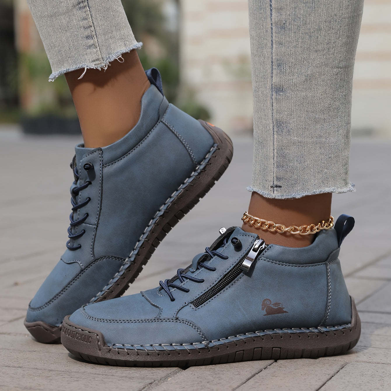 ♥️♥️【Nowy produkt】Damskie, szyte ręcznie, płaskie buty z miękką podeszwą na jesień i zimę, buty codzienne-4148083