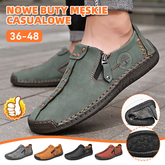 【36-48】Buty męskie 2026 Nowe modne buty męskie z zamkiem błyskawicznym, szyte ręcznie, z prawdziwej skóry, codzienne-4244363