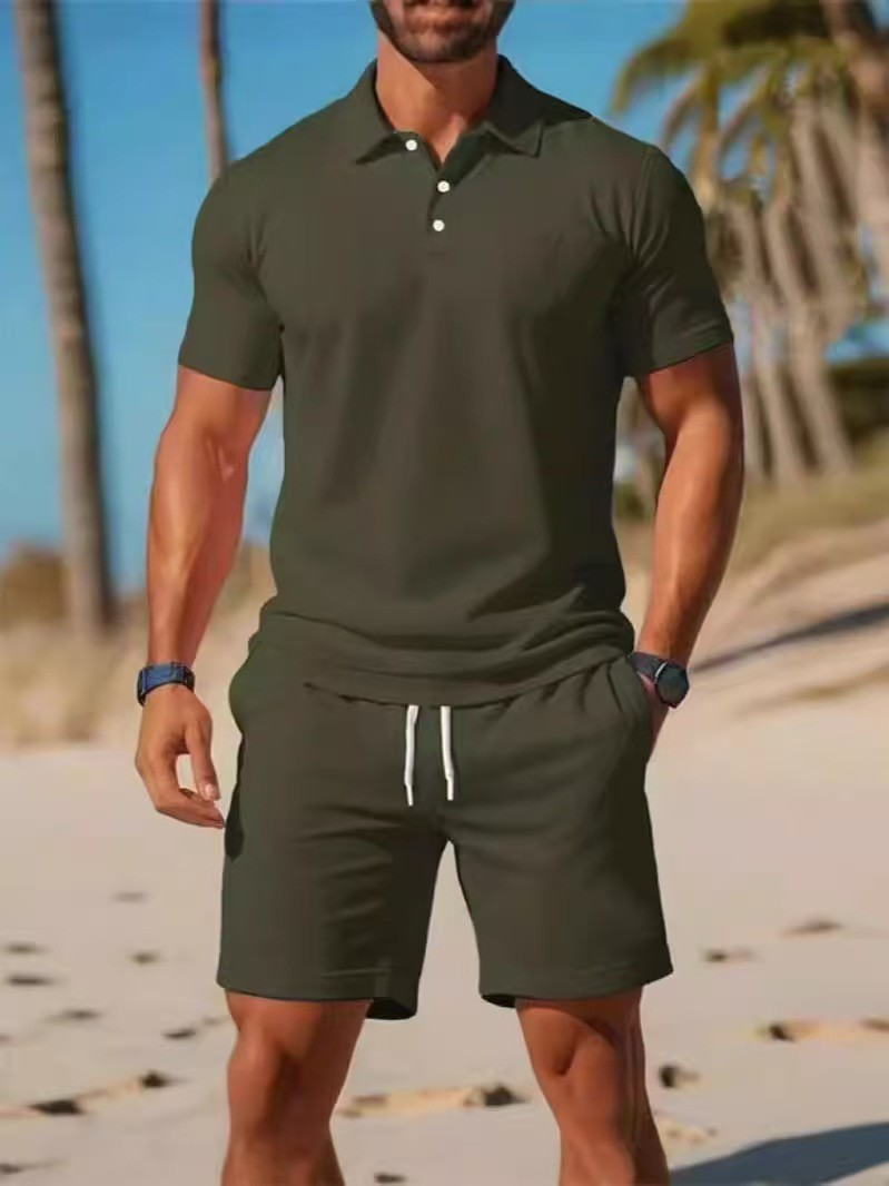 【S~3XL】Pánská souprava sestávající z košile s krátkým rukávem a kraťasů, ideální pro každodenní nošení.