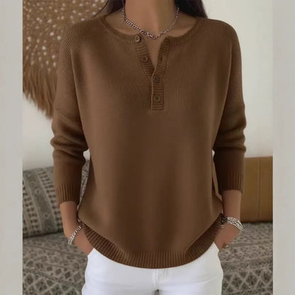 💟 Ostatni dzień: 50% zniżki ✨【S-2XL】Damski jednokolorowy sweter z dekoltem V, luźny i casualowy 4173255