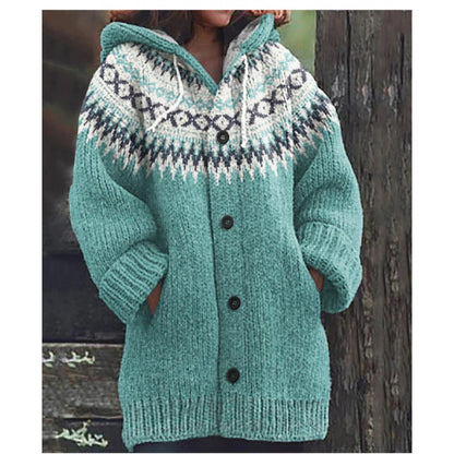 🔥Poslední den – sleva 50 %🔥【S~5XL】✨Nová barevná pletená bunda s kapucí na podzim/zimu