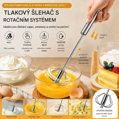 👍[sada 2 ks] Poloautomatický šlehač vajec z nerezové oceli