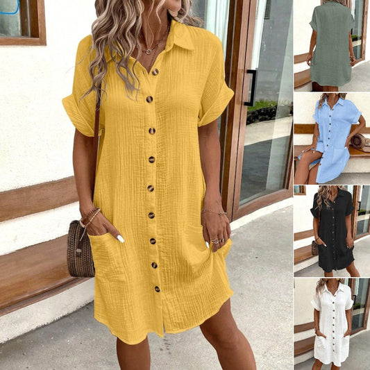 ✨ 【s-2xl】Šaty z bavlny a bavlny s krátkým rukávem, lehké a prodyšné