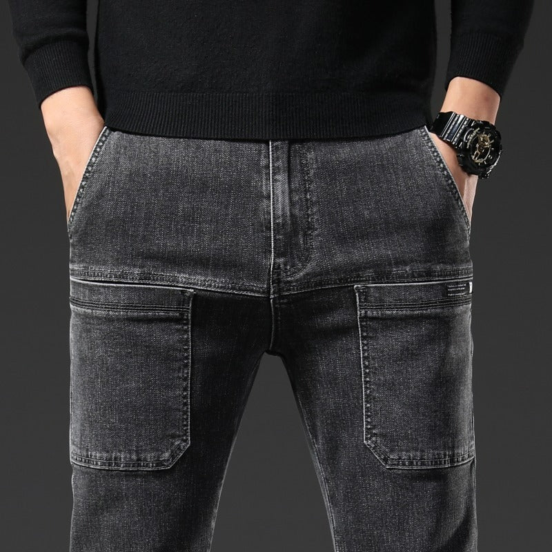 👏🔥【Bestsellerowy produkt】👍【28-38】👖👖Trwałe męskie jeansy o prostych nogawkach z wieloma kieszeniami.-4203502