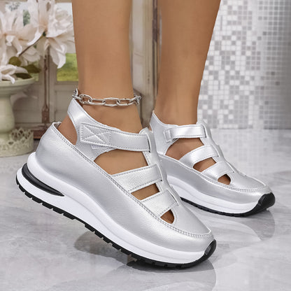 🔥【Oferta specjalna】【Kup 1, otrzymaj 1 gratis】 🌸【35-43】Modne damskie sandały na 2025 rok, wykonane z prawdziwej skóry, z wygodnym ażurowym obcasem-4035768