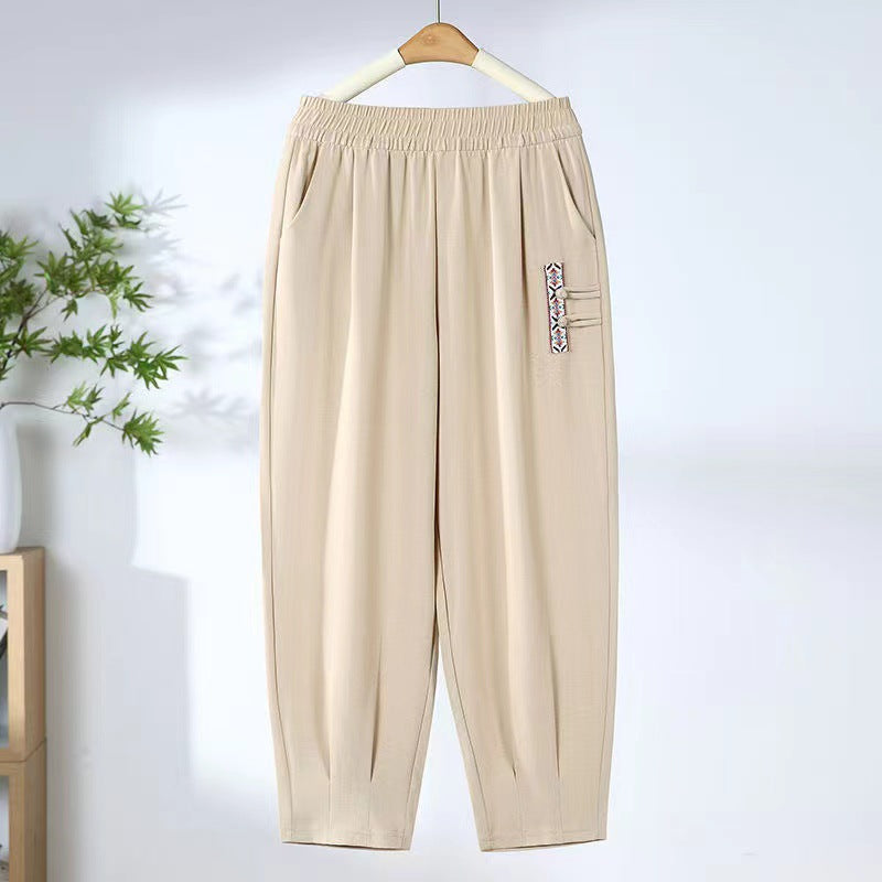 【M-4XL】 Nowe letnie cienkie bawełniane spodnie lniane z dziewięcioma punktami 3986376
