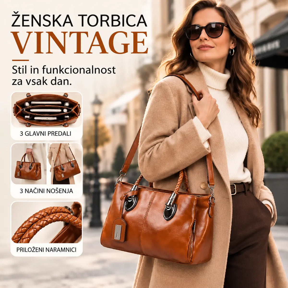 🔥 **Zadnji dan – 50 % popusta!** 👜 Ženska torbica iz pravega usnja – prijetna na dotik, elegantna in prefinjena. Nosite jo lahko v roki ali čez ramo!