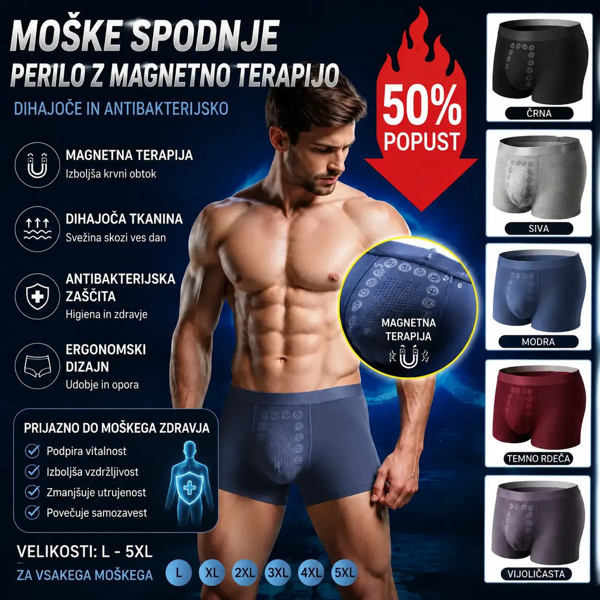 ✨🩲【Moški zračni in antibakterijski komplet boksaric iz treh delov】