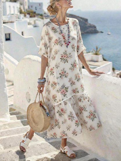 【S-3XL】🌺Γυναικείο Casual Φόρεμα με Κοντό Μανίκι και Σχέδιο, Πουλόβερ👗
