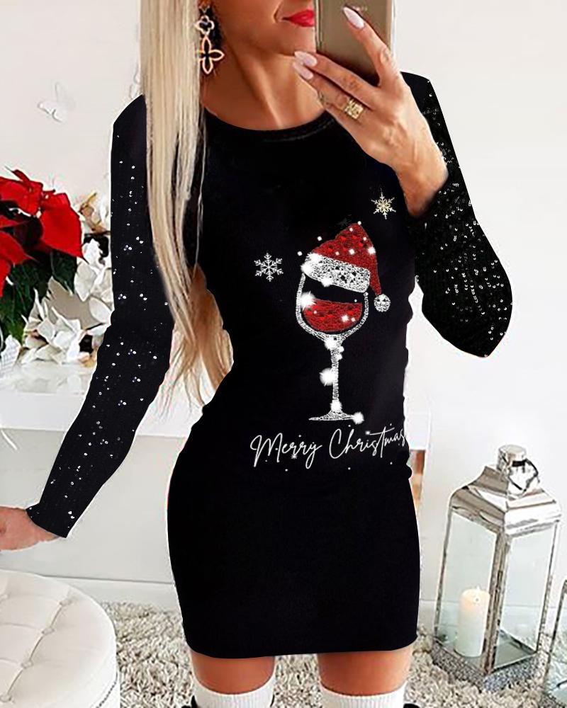 👗👗👗🎅🎅🎅【S-5XL】Jesen i zima 2025. Božićne haljine dugih rukava s printom-4165050