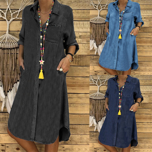 【S-5XL】👗 50% kedvezmény 🔥 【40-120 kg】2026 új, nagy méretű női farmer ruha, hétköznapi, sokoldalú ✅ Utánvét lehetséges