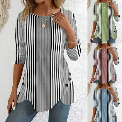 【S-3XL】Nueva blusa estampada a rayas de primavera para mujer