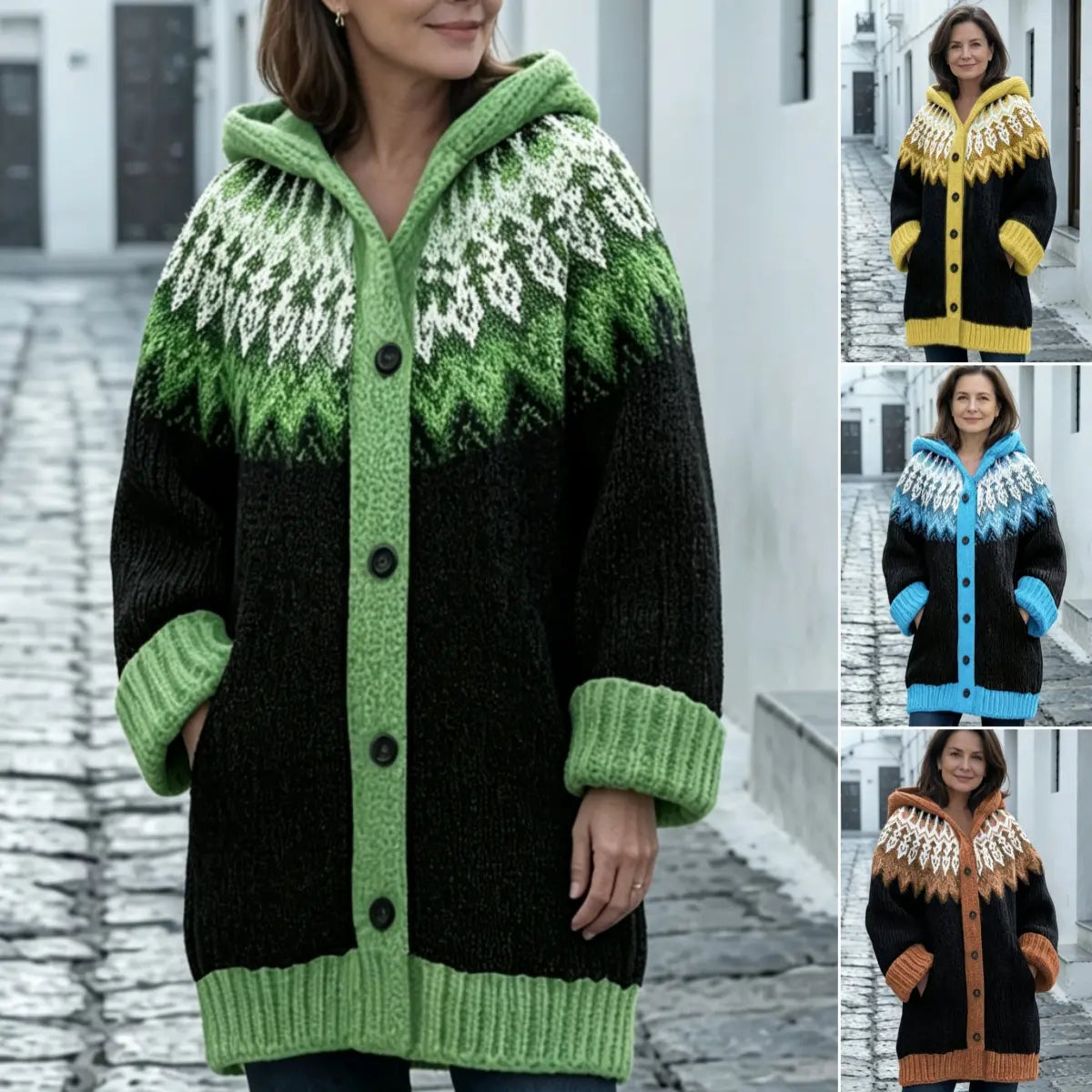 ✨ Poslední den – sleva 50 % 【S–5XL】✨ Elegantní dámská zimní bunda s kapucí a retro potiskem